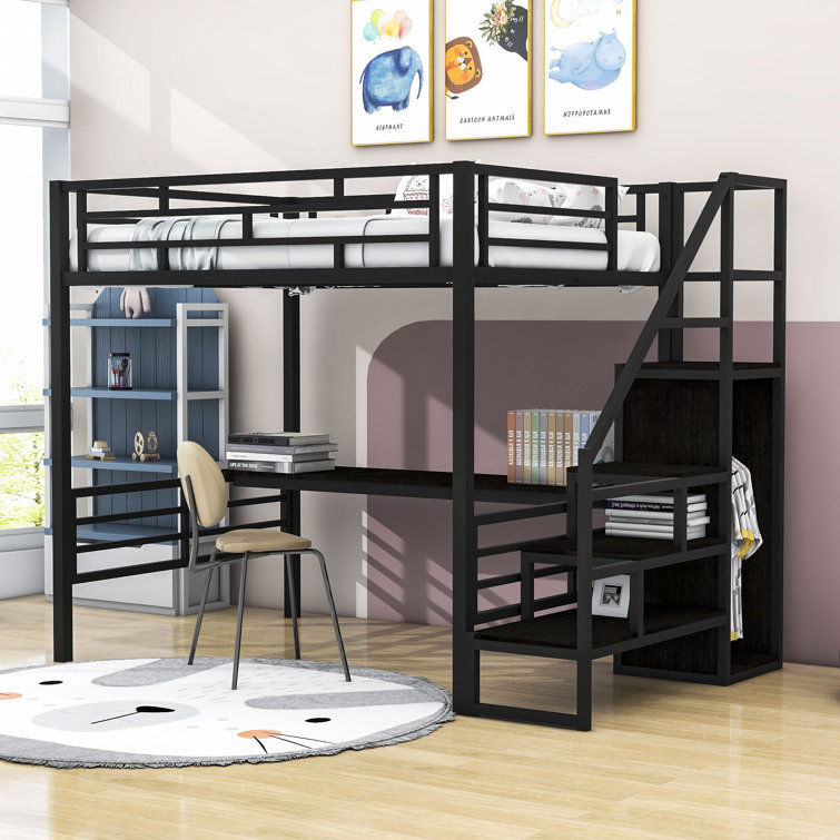 Isabelle Max Abelius Full Size Metal Loft Bed with Desk and